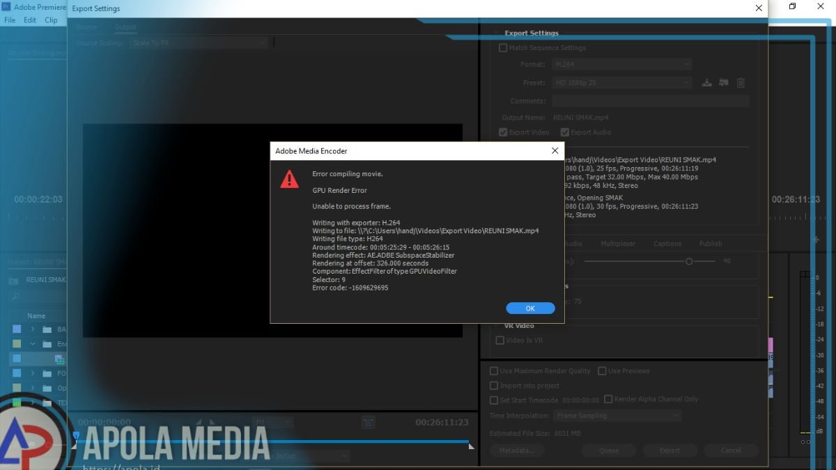 Cara Mengatasi Error Compiling Movie di Adobe Premiere Pro