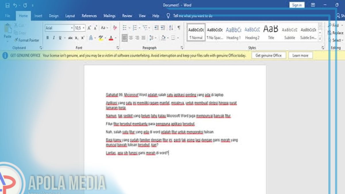 Cara Menghilangkan Garis Merah di Word